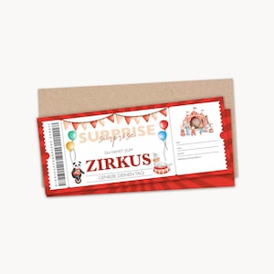 Personalisierter Gutschein Zirkus Ticket Geburtstag PDF Download Zirkusgutschein Gutscheinkarte Bearbeitbare Gutscheine Zum Ausdrucken