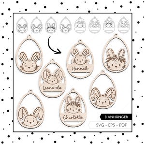 Laserdatei Ostern Geschenkanhänger SVG EPS PDF Osterhase Geschenk Anhänger Laser Cut Digitaler Download 911