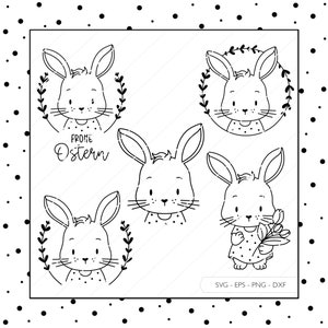 Fichier traceur Lapin de Pâques SVG Eps DXF PNG Vecteur Lapin de Pâques Couronne florale Fichier laser Téléchargement numérique v131