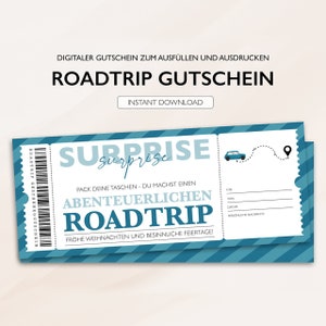 Personalized Voucher Travel Ticket PDF Download Christmas Travel Voucher Roadtrip Vouchers to Print and Fill Out