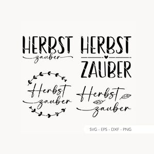 Archivo de trazador otoño magia otoñal SVG Eps DXF PNG vector archivos de trazador letras alemán hoja corona archivo láser descarga digital v38