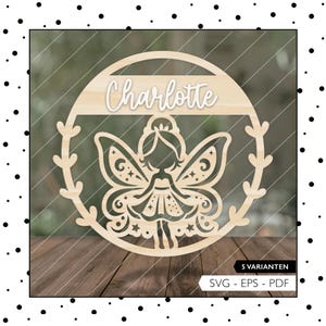 Archivo láser signo de la habitación de los niños signo de la puerta de hadas SVG EPS PDF decoración de la pared nombre placa archivo de corte Laser Cut Digital Descargar v636