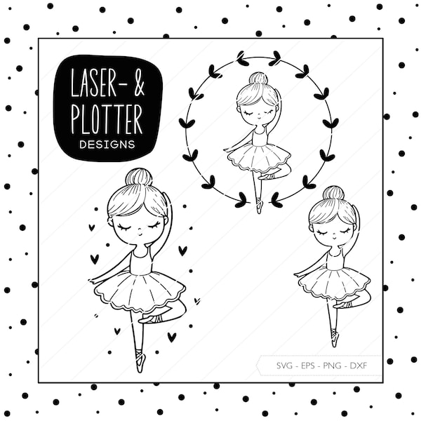 Plotterdatei Ballerina SVG Eps DXF PNG | Digistamp Ballerina Laserdatei Laser Cut Schnittdatei Plotter Digitaler Download v181