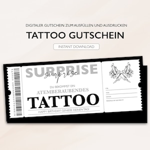 Voucher personalizzato biglietto tatuaggio PDF download voucher tatuaggio buono carta voucher modificabili da stampare per compilare