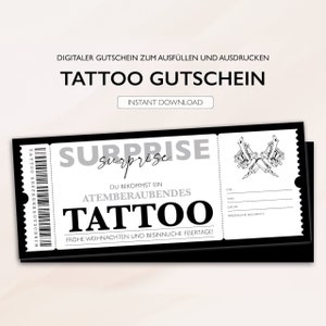 Personalisierter Gutschein Tattoo Ticket PDF Download Weihnachten Tattoogutschein Gutscheinkarte Gutscheine Zum Ausdrucken Zum Ausfüllen Bild 1