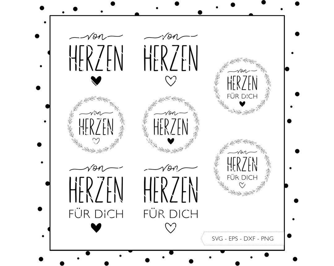 Plotterdatei Von Herzen Für Dich SVG Eps DXF PNG Schriftzug Sprüche