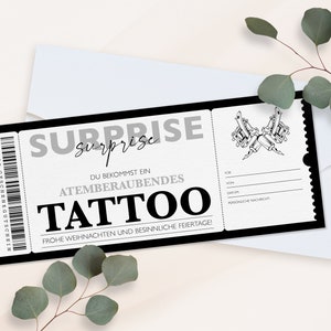 Personalisierter Gutschein Tattoo Ticket PDF Download Weihnachten Tattoogutschein Gutscheinkarte Gutscheine Zum Ausdrucken Zum Ausfüllen Bild 3