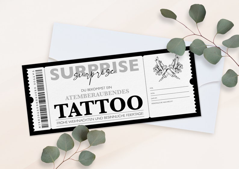 Personalisierter Gutschein Tattoo Ticket PDF Download Weihnachten Tattoogutschein Gutscheinkarte Gutscheine Zum Ausdrucken Zum Ausfüllen Bild 3