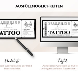 Personalisierter Gutschein Tattoo Ticket PDF Download Weihnachten Tattoogutschein Gutscheinkarte Gutscheine Zum Ausdrucken Zum Ausfüllen Bild 5