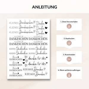 Kerzentattoos Dankeschön | PDF Vorlage Für Kerzen Wasserschiebefolie I