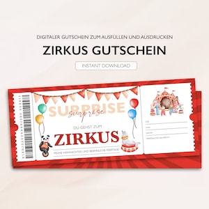 Personalisierter Gutschein Zirkus Ticket PDF Download Weihnachten Zirkusgutschein Gutscheinkarte Gutscheine Zum Ausdrucken Und Zum Ausfüllen