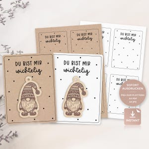 Druckvorlage Du Bist Mir Wichtelig PDF Vorlage Zum Ausdrucken Geschenkkarte Geschenk Verpackung PNG Plotterdatei Download 792