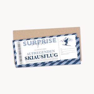 Bono personalizado para pase de esquí en PDF Descargar viaje de esquí de Navidad Viaje de esquí Vales de esquí para imprimir y rellenar