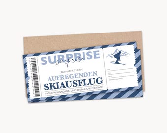 Personalized Voucher Ski Ticket PDF Download Christmas Ski Trip Ski Trip Skiing Vouchers to Print and Fill Out
