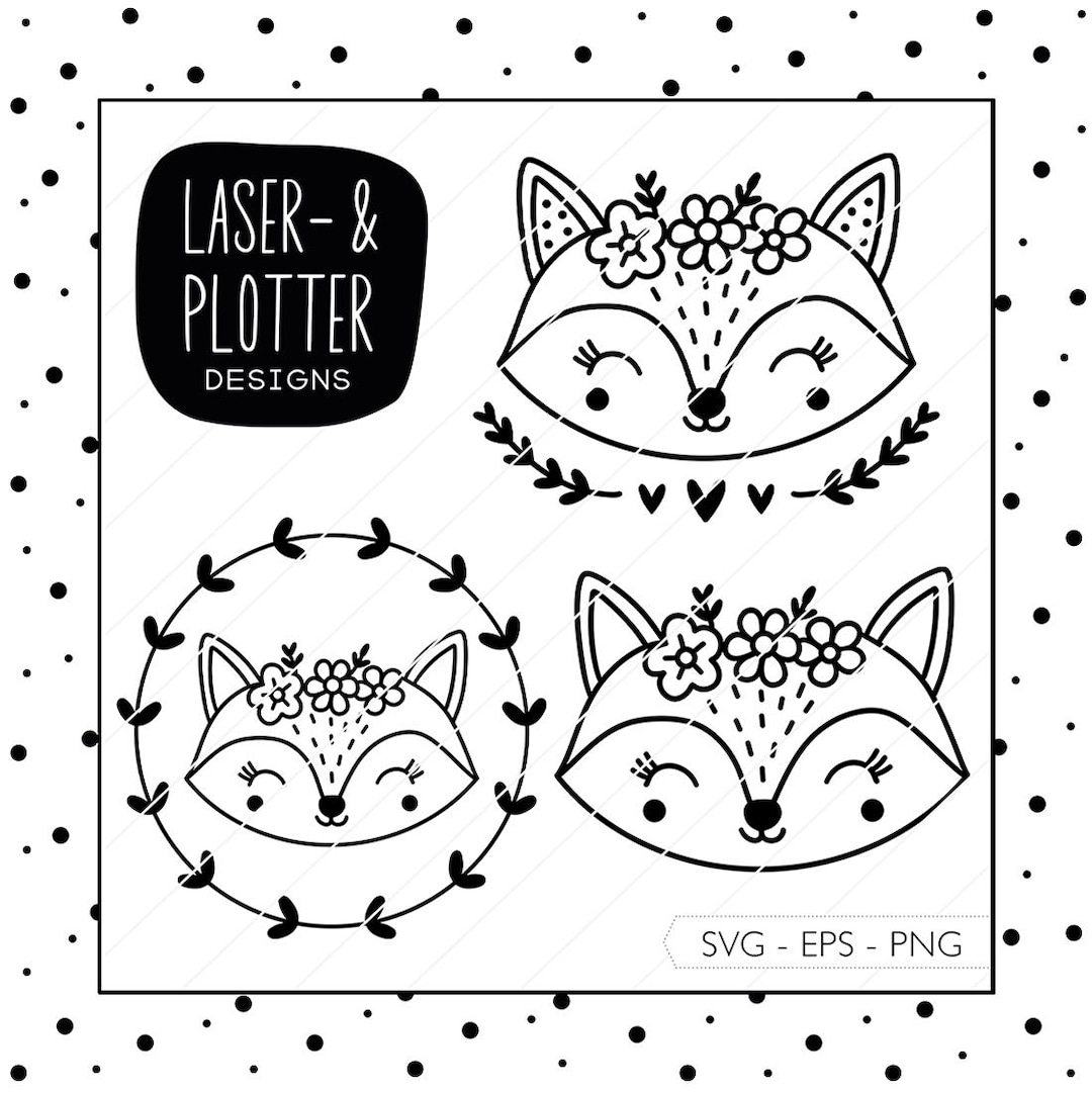 Plotter File Fox SVG EPS PNG Digistamp Fox Laser File Laser Engraving ...