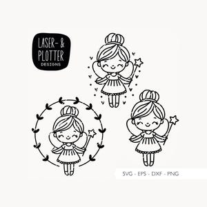 Arquivo de plotter de fadas SVG Eps DXF PNG | Arquivo de fada digital para gravação a laser, arquivo de plotter de gravação a laser para download digital v520