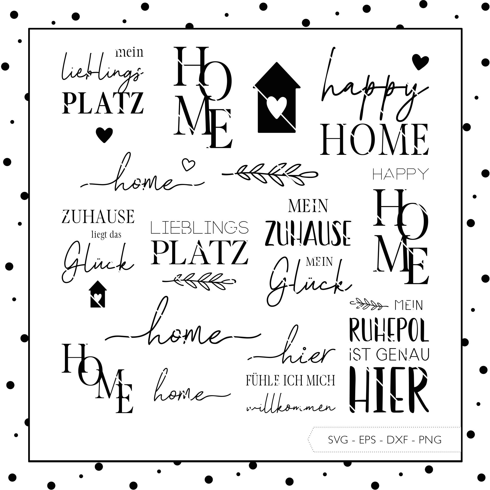 Plotter Files SVG Eps DXF PNG | Home Lettering Sayings Clipart Plotter File  German Vinyl Laser Cut Plotter Digital Download V1 - Etsy Israel, image size:2000x2000