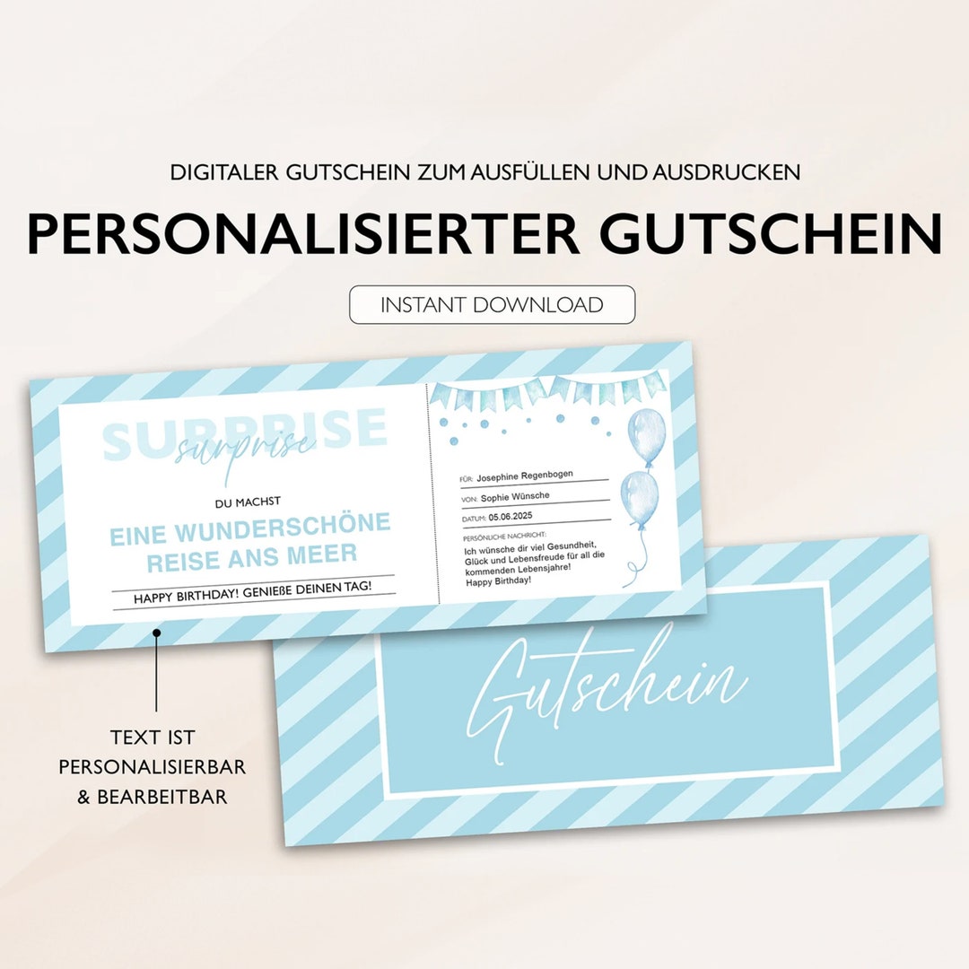 Personalized Voucher PDF Download Voucher to Print Out and Fill Out