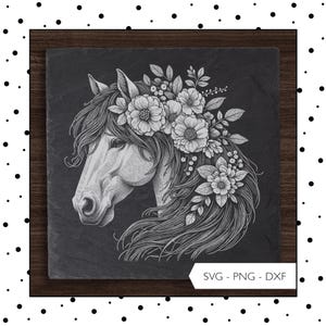 Lasergravure paard SVG DXF PNG laserbestand paard cadeau paard teken leisteen acrylglas lasergravure bestand digitale download v538