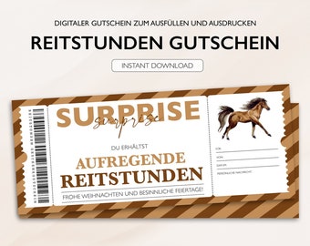 Personalized Voucher Riding Ticket PDF Download Christmas Riding Voucher Riding Lessons Vouchers to Print and Fill Out