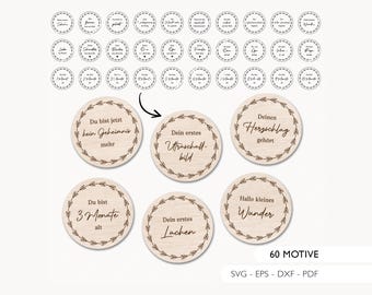 Laser file milestones birth baby SVG EPS DXF 60 milestone cards pregnancy milestone sign laser cut digital download v403