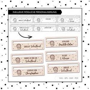 Archivo láser ayuda de lectura bolsa escolar inscripción SVG EPS DXF león escuela niño regalo de regreso a la escuela corte láser descarga digital 257
