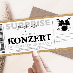 Personalisierter Gutschein Konzert Ticket PDF Download Konzertgutschein Gutscheinkarte Bearbeitbare Gutscheine Zum Ausdrucken Zum Ausfüllen zdjęcie 4