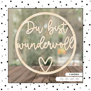 Laserbestand belettering You Are Wonderful Sign Heart SVG EPS DXF snijden bestand plotter bestand Laser Cut Digital Download v345