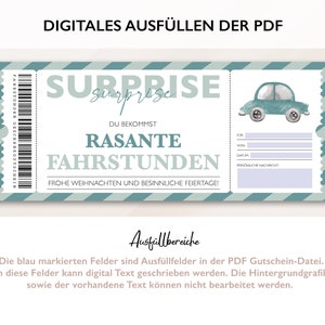 Personalized Voucher Driving Lesson Ticket PDF Download Christmas Driving School Voucher Card Vouchers To Print To Fill Out image 6