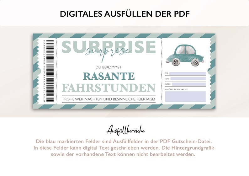 Personalized Voucher Driving Lesson Ticket PDF Download Christmas Driving School Voucher Card Vouchers To Print To Fill Out image 6