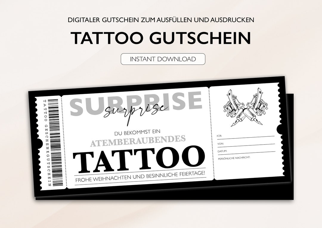 Personalized Voucher Tattoo Ticket PDF Download Christmas Etsy