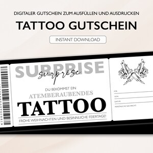 Personalisierter Gutschein Tattoo Ticket PDF Download Weihnachten Tattoogutschein Gutscheinkarte Gutscheine Zum Ausdrucken Zum Ausfüllen Bild 2