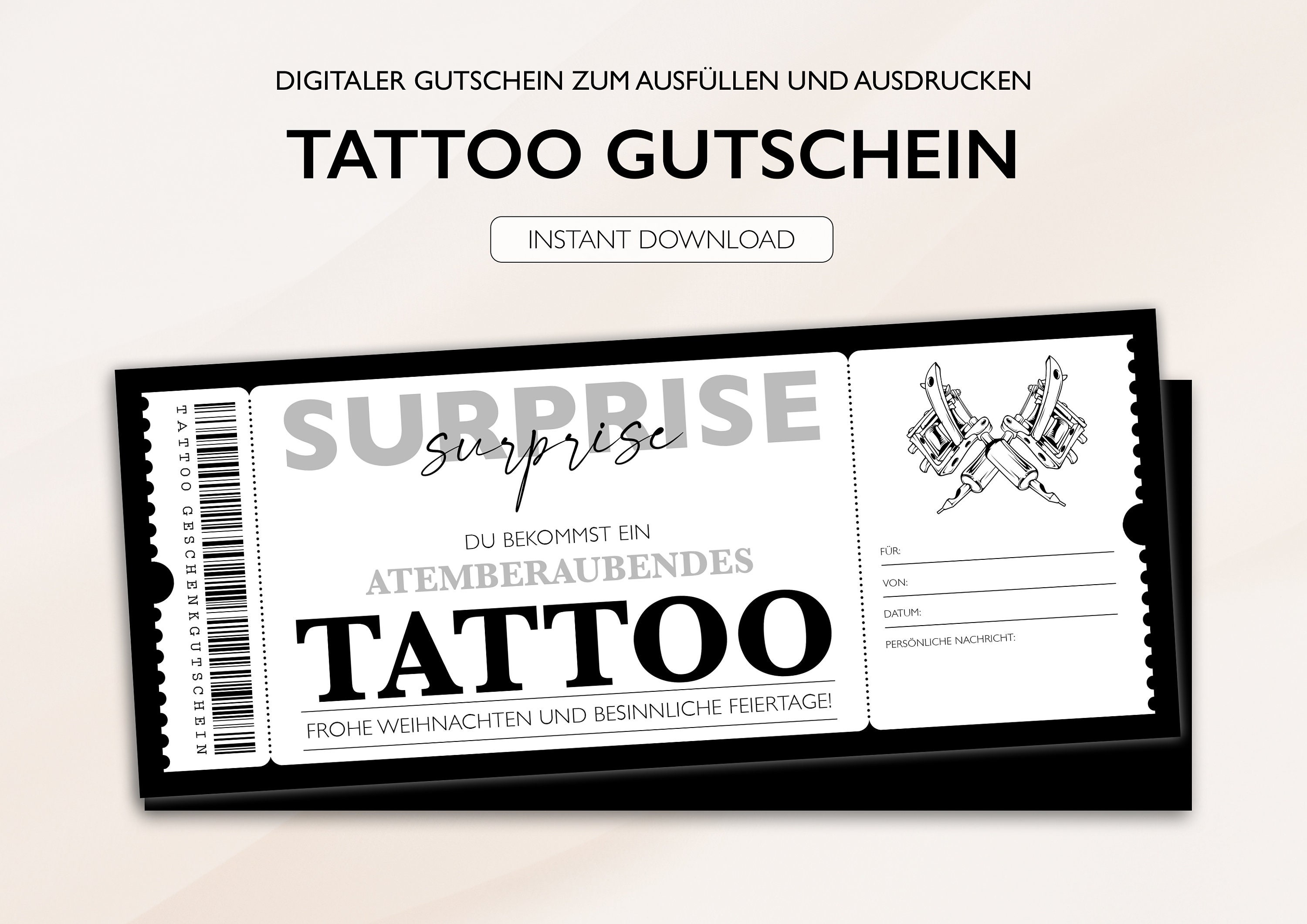 Digitaler Tattoo Gutschein Vorlage Zum, 56 OFF