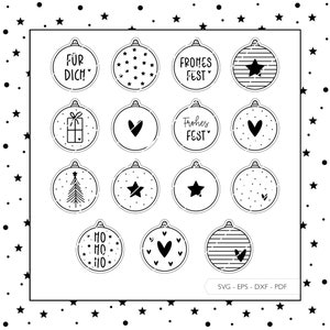 Laserdatei Weihnachten Advent Baumkugeln SVG EPS DXF Vektor Plotterdatei Baumschmuck Anhänger Laser Cut Digitaler Download v75