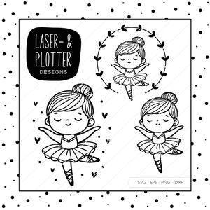 Plotterdatei Ballerina SVG Eps DXF PNG | Digistamp Ballerina Laserdatei Laser Cut Schnittdatei Plotter Digitaler Download v180