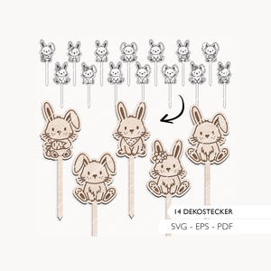 Laser file decorative Easter stakes SVG EPS PDF Easter bunny flower stake rabbit laser cut digital download 915