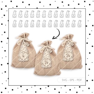 Laserdatei Adventskalender Zahlen SVG Advent Wichtel Laser Datei 746