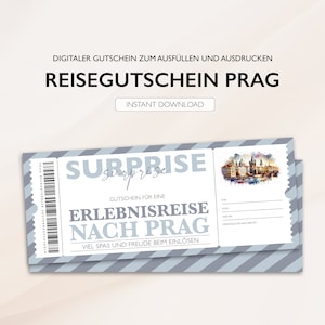 Gepersonaliseerde Praag-reisvoucher PDF Download Reisvoucher Praag-voucherkaart Bewerkbare vouchers om af te drukken en in te vullen