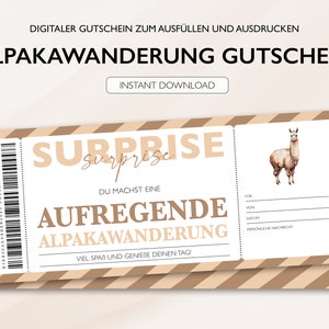 Personalized voucher alpaca hike ticket PDF download alpaca excursion editable vouchers to print out and fill out image 2