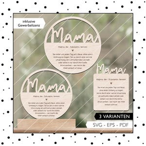 Laserdatei Muttertag SVG Schild Mama Geschenkkarte Muttertagsschild Klötzchen Laser Cut Inkl. Gewerbelizenz 918