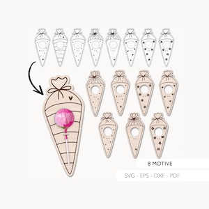 Laserbestand schoolhoorn lollyhouder schoolinschrijving SVG EPS DXF schoolkind cadeau terug naar school gast cadeau lasergesneden digitale download v401