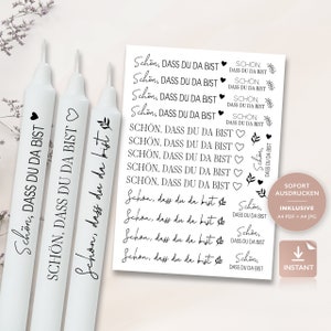 Tatuajes de velas regalo para invitados | Plantilla PDF velas tobogán de agua película I Qué bueno que estés aquí velas de palo | Decorar velas |  para imprimir