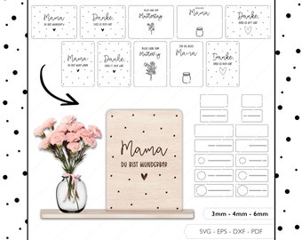 Laser File Mother's Day SVG EPS DXF Cards Mom Gift Card Mother's Day Sign Laser Cut Digital Download v218