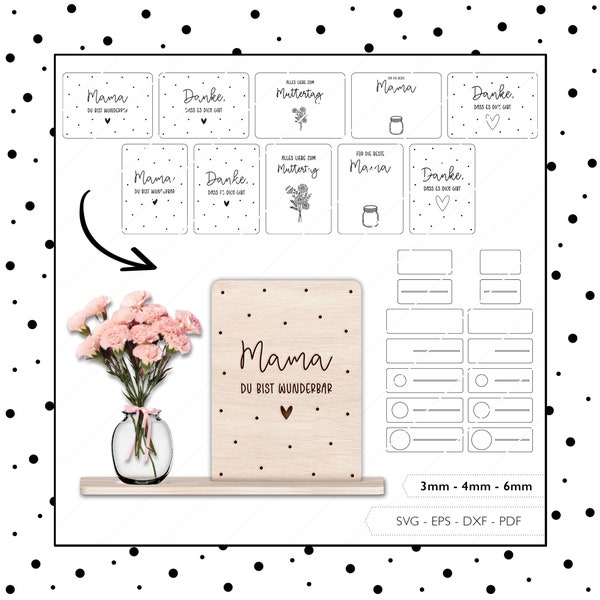 Laser File Mother's Day SVG EPS DXF Cards Mom Gift Card Mother's Day Sign Laser Cut Digital Download v218