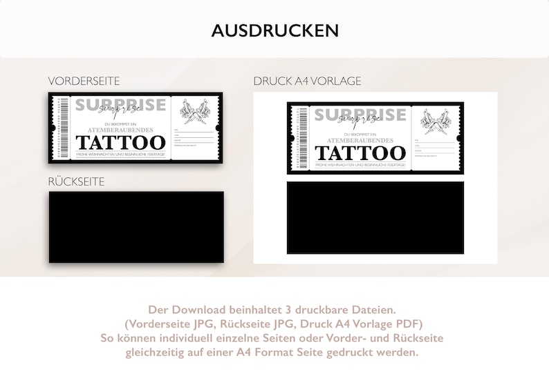 Personalisierter Gutschein Tattoo Ticket PDF Download Weihnachten Tattoogutschein Gutscheinkarte Gutscheine Zum Ausdrucken Zum Ausfüllen Bild 7