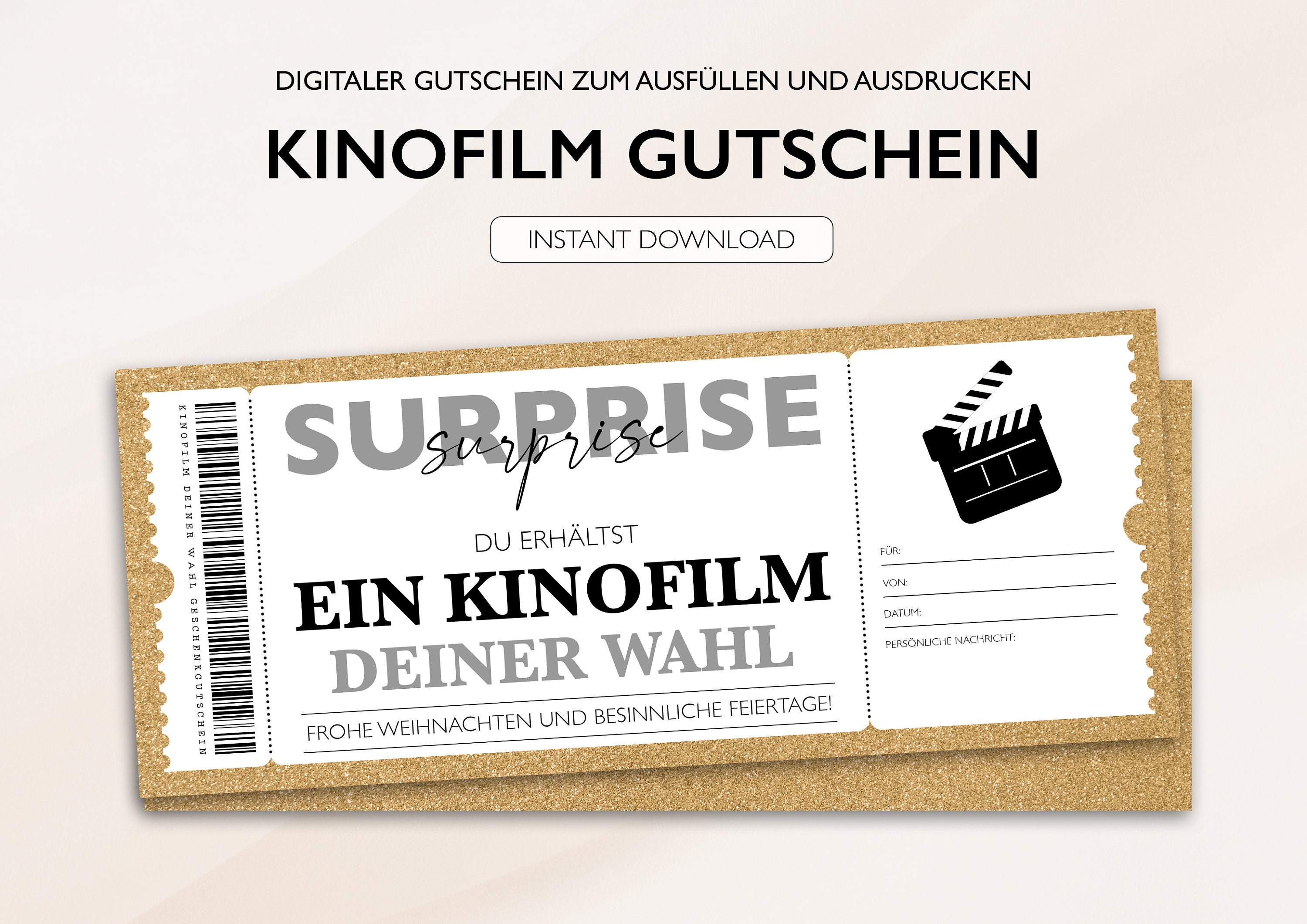 Personalisierter Gutschein Kino Ticket Geburtstag PDF Download Weihnachten  Kinogutschein Gutscheine Zum Ausdrucken Ausfüllen Gutscheinkarte - Etsy.de