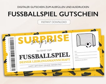 Personalisierter Gutschein Fussball Ticket PDF Download Fussballspiel Fussballgutschein Bearbeitbare Gutscheine Zum Ausdrucken Zum Ausfüllen