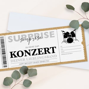 Personalisierter Gutschein Konzert Ticket PDF Download Konzertgutschein Gutscheinkarte Bearbeitbare Gutscheine Zum Ausdrucken Zum Ausfüllen zdjęcie 3