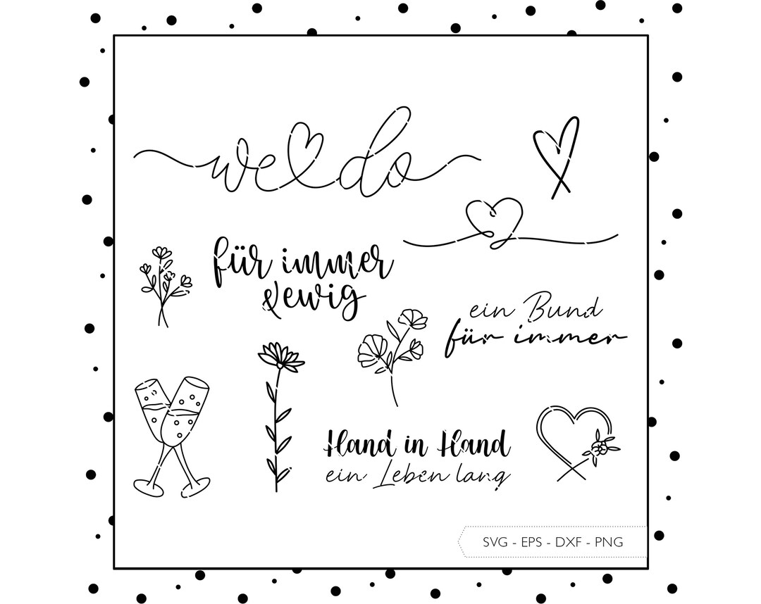 Plotterdateien SVG Eps DXF PNG Verlobung Hochzeit Schriftzug Sprüche