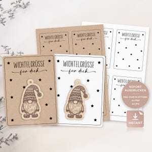 Druckvorlage Wichtelgruß PDF Vorlage Zum Ausdrucken Geschenkkarte Weihnachten Geschenk Verpackung PNG Plotterdatei Download Datei 797